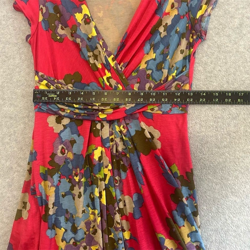 Boden Dress Women's Red Size 8r Floral Jersey Twist-Front Knee Length - Picture 7 of 8